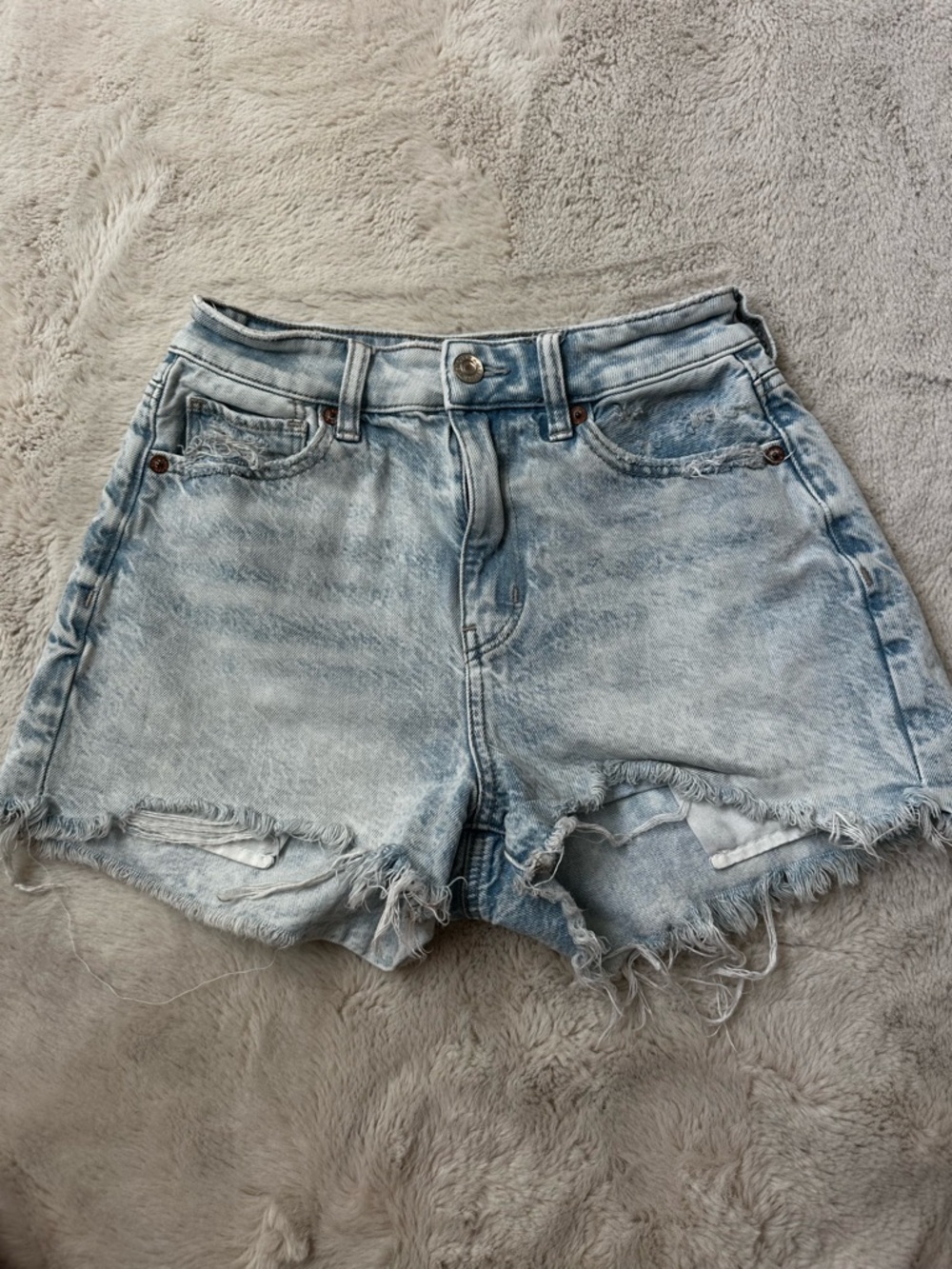 American Eagle Outfitters Light Blue Distressed Denim Cutoff Shorts